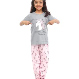 Nite Flite Kids Pink & Grey Dream Like A Unicorn Pyjama Set-picture-32