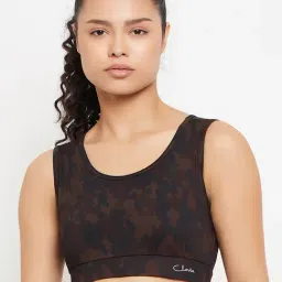 Clovia Brown Printed Sports Bra-image-56
