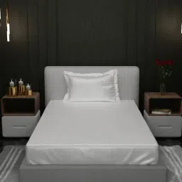 Stoa Paris White 300 TC Polyester Single Fitted Sheet with 1 Pillow Cover-image-59