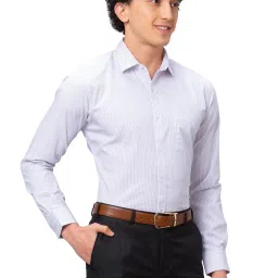 Park Avenue Violet Cotton Slim Fit Striped Shirt image 4