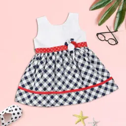 Mee Mee Kids White & Navy Checks Dress-image-5