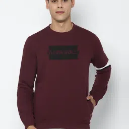 Allen Solly Maroon Cotton Regular Fit Printed SweatShirt-picture-16