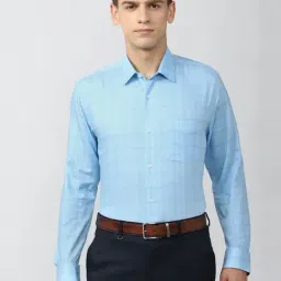 Peter England Blue Regular Fit Checks Shirt-picture-26