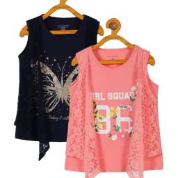 Plum Tree Kids Pink & Navy Printed T-Shirt (Pack of 2)-picture-47