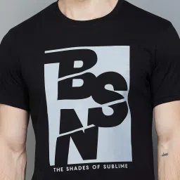 BOSSINI Black Cotton Regular Fit Printed T-Shirt image 4
