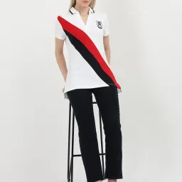 TOMMY HILFIGER White Cotton Graphic Print Polo T-Shirt image 4