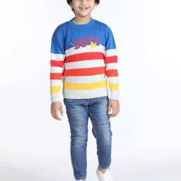 Wingsfield Boys Multicolor Striped Full Sleeves Sweaters & Cardigans image 4