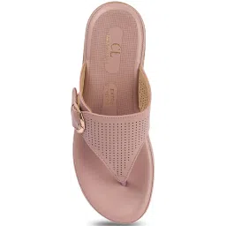 Carlton London Women's Peach Thong Wedges image 4