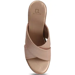 Carlton London Women's Peach Cross Strap Wedges image 4