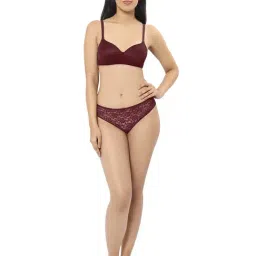 Amante Wine Lace Pattern Bikini Panty image 5