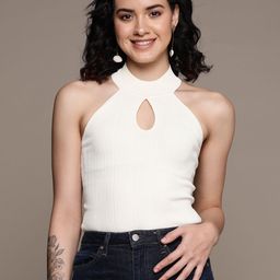 Label Ritu Kumar Women Solid Halterneck Body Suit-picture-11