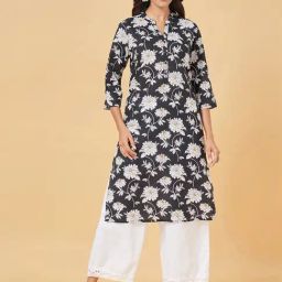 Rangmanch by Pantaloons Black Printed Straight Kurta-picture-19