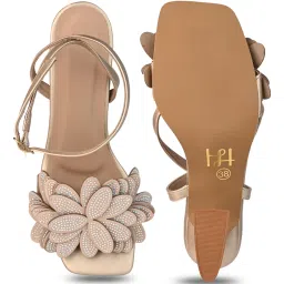 Hydes N Hues Women's Gold Ankle Strap Sandals image 4