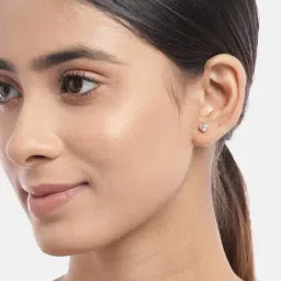 zavya Heart Solitaire Gold Plated 925 Sterling Silver Stud Earrings-picture-10