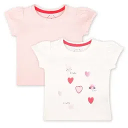 Mothercare Kids Pink & White Cotton Printed T-Shirt (Pack of 2)-picture-25
