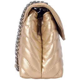 Lino Perros Gold Textured Medium Shoulder Handbag image 4