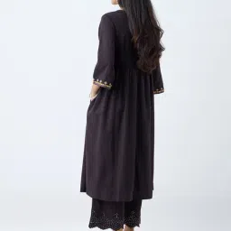 Utsa by Westside Black Mirror Work Anarkali Cotton Kurta image 2