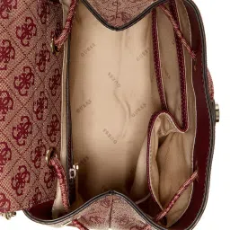 Guess Plum Logo Printed Cordelia Logo Flap Backpack image 4