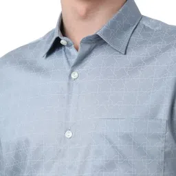 Peter England Blue Cotton Slim Fit Printed Shirt image 4