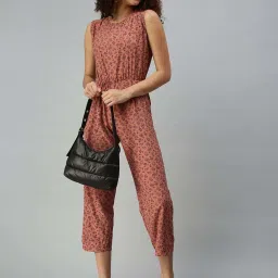 showoffff SHOWOFF Peach Floral Printed Jumpsuit image 4