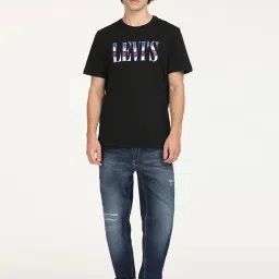 Levi's 550'92 Blue Cotton Relaxed Fit Distressed Jeans image 4