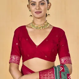 Saree Mall Green Printed Sarees With Unstitched Blouse image 4