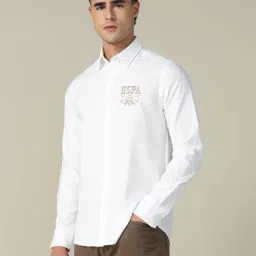 U.S. Polo Assn. White Cotton Regular Fit Shirt image 3