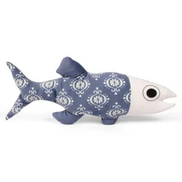 STITCHNEST Grey Velvet Shark Shaped Cushion image 4