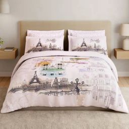Spaces Cotton Pink Abstract 180 TC Double Size Bedsheet with 4 Pillow Covers-picture-41