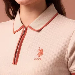 U.S. Polo Assn. Womens Off White Polyester Regular Fit T Shirt image 4