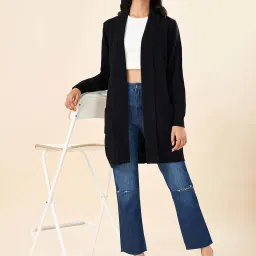 Rangmanch by Pantaloons Black Self Design Cardigans image 4