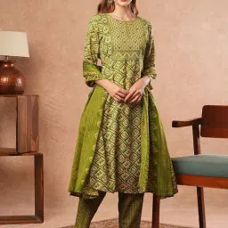 Fashor Green Embroidered Kurta & Pant Set With Dupatta-image-79
