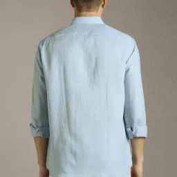 Louis Philippe Blue Linen Regular Fit Shirt image 2