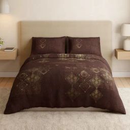 Spaces Cotton Brown Solid 180 TC Double Size Bedsheet with 2 Pillow Covers-picture-17