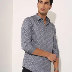 Peregrine By Pantaloons Grey Slim Fit Printed Shirt image 4