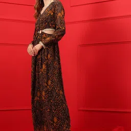 indo street Printed Midi-Length A-Line Cut-Out Ethnic Dress image 3