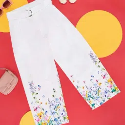 Pantaloons Junior Kids White Cotton Printed Trousers-image-28