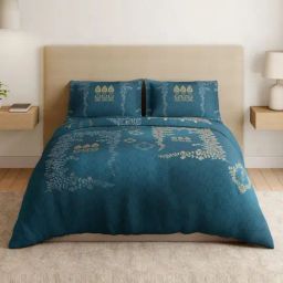 Spaces Cotton Teal Solid 180 TC Double Size Bedsheet with 2 Pillow Covers-picture-44