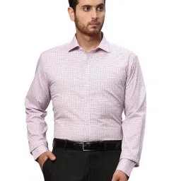 Park Avenue Pink Slim Fit Check Shirt-image-83