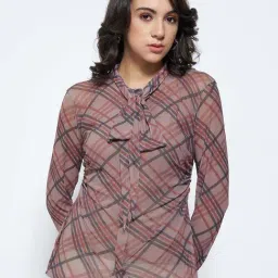 Honey By Pantaloons Pink Slim Fit Checks Shirt-picture-11