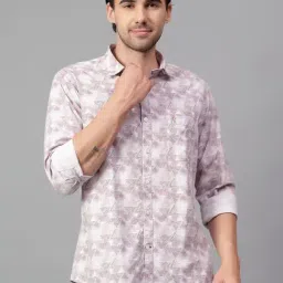 Cantabil Purple Cotton Regular Fit Printed Shirt-image-0