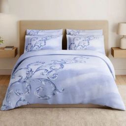 Spaces Cotton Blue Solid 180 TC Double Size Bedsheet with 4 Pillow Covers-picture-26