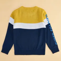 Pantaloons Junior Yellow Color Block Regular Fit Sweater image 2