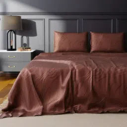 Stoa Paris Noir Printed Brown 300 TC Polyester King Bed Sheet with 2 Pillow Covers-image-36