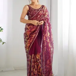 Saree Mall Magenta Net Embellished Saree with Blouse Piece-image-64
