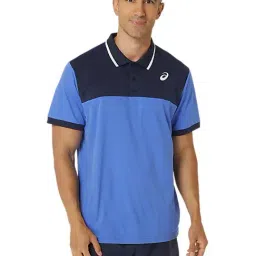 Asics Blue Relaxed Fit Colour Block Sports Polo-picture-13