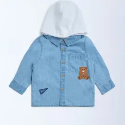 HOP Baby by Westside Blue Denim Shirt with Hood-image-48