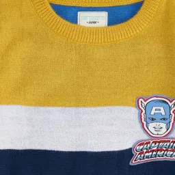 Pantaloons Junior Yellow Color Block Regular Fit Sweater image 4