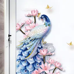 Asian royal Blue & Pink Birds and Animals Printed Self-Adhesive Wall Sticker-image-18