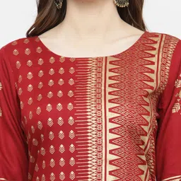 Varanga Women Maroon Printed Kurta with Trousers image 3